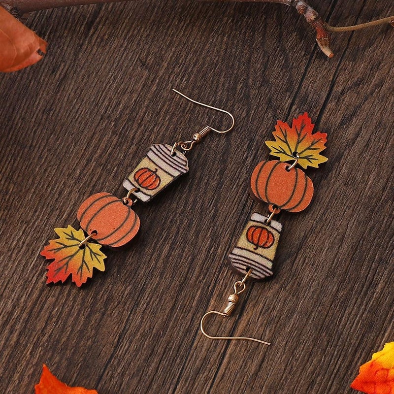 SKYFUN Fall Earrings Crystal Maple Leaf Earring for Women Orange Autumn Maple Leaves Thanksgiving Earrings Drop Dangle Statement Prom Party Jewelry Accessories - Image 4